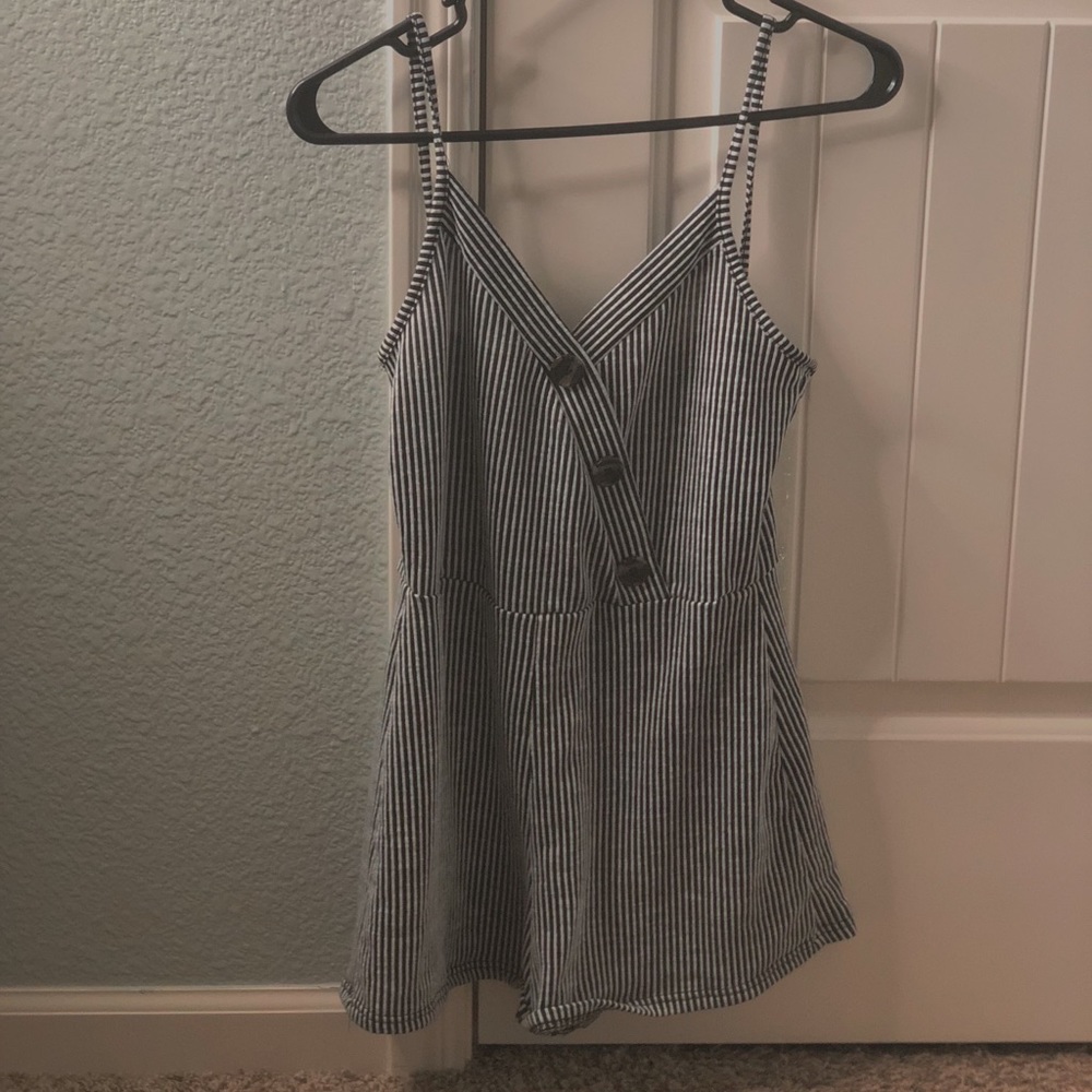 black and white striped romper